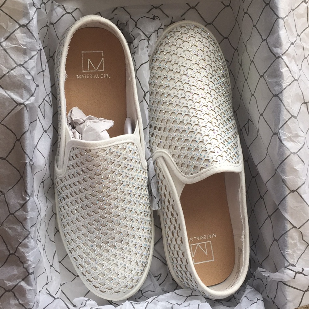 New! MG White Sparkle Slip on Shoes